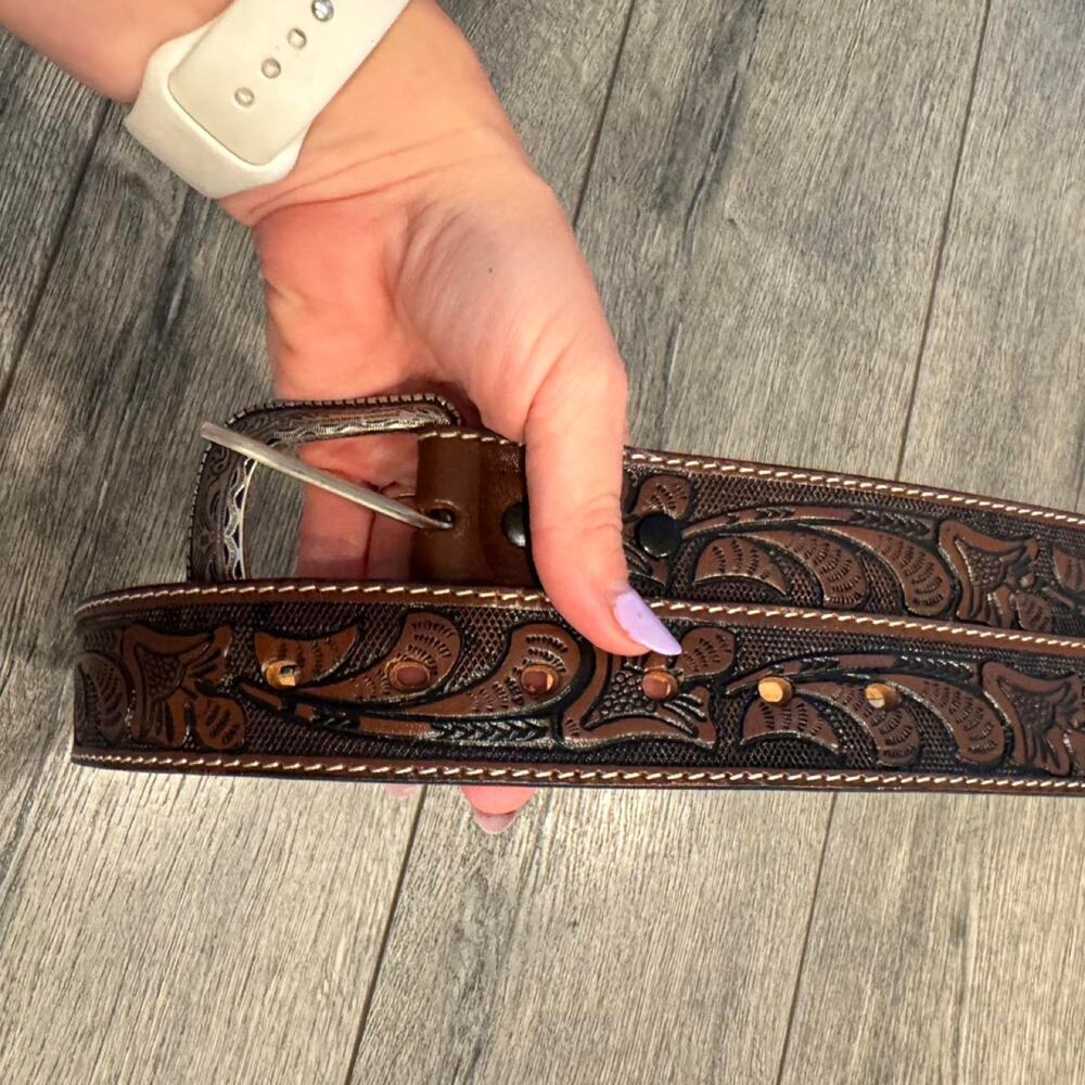 Ramos brown leather belt with
